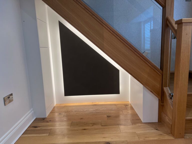 Under Stairs Leather Panelling