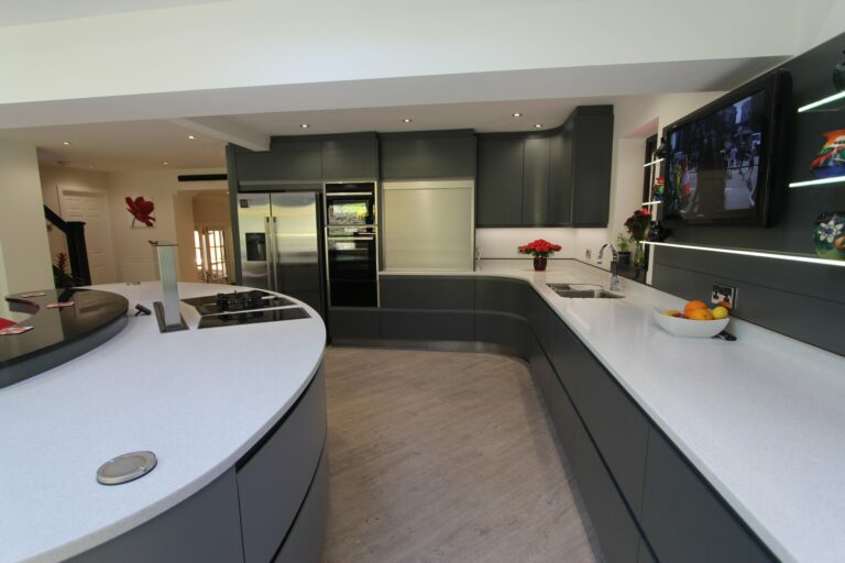 Curved Grey Ash Kitchen, Saddleworth